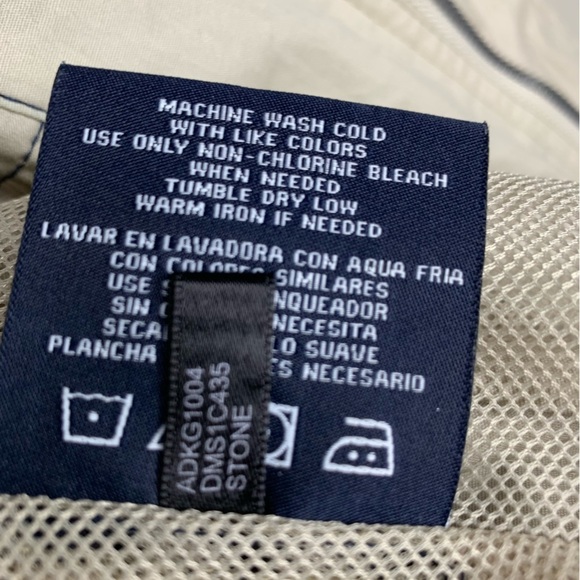 Men’s Dockers Khaki Fishing Chore Windbreaker Mesh Lined Jacket Pockets Hood LRG - Picture 12 of 13